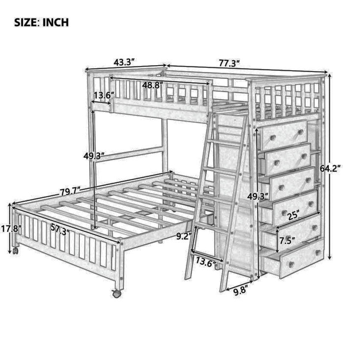 Harriet Bee Eyoas Twin Over Full 6 Drawer LShaped Bunk Beds with Shelves by Harriet Bee Wayfair